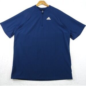 Adidas Mens Jacket Size Small Blue Batting Triple‎ Stripe Short Sleeve Pullover